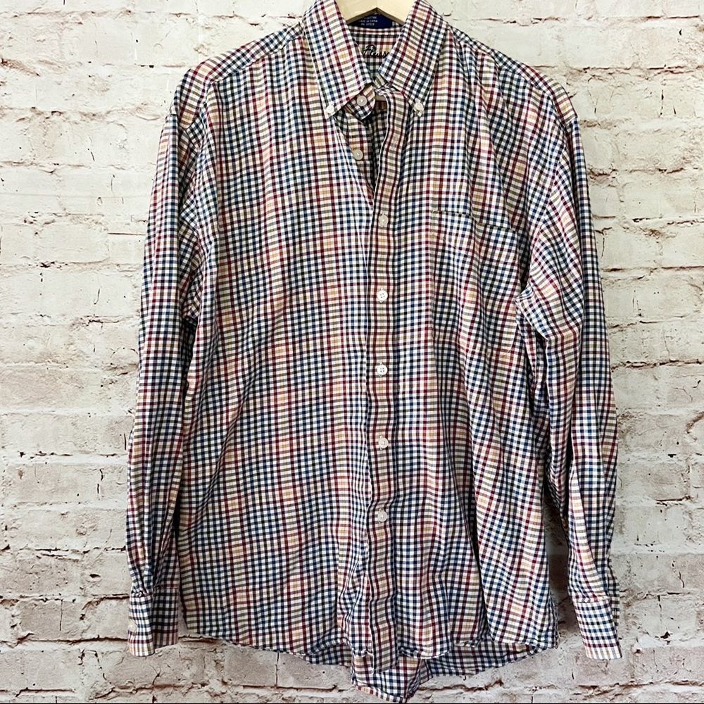 Alan Flusser mens plaid button down shirt